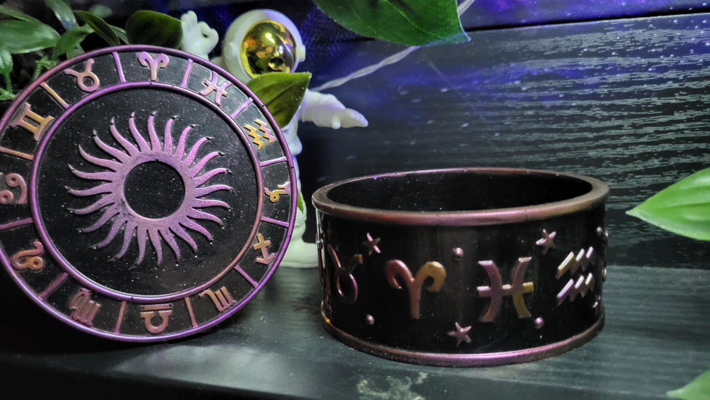 Solar Flare Zodiac Altar Set – Bowl + Sun Disk Lid